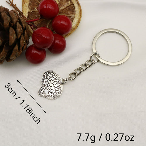 Zinc Alloy Brain Minimalist Keychain Bag Charm Gift