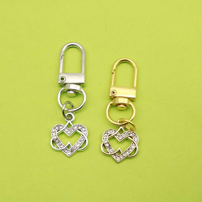 Metal Rhinestone Heart Keychain Sparkling Bag Charm Gift