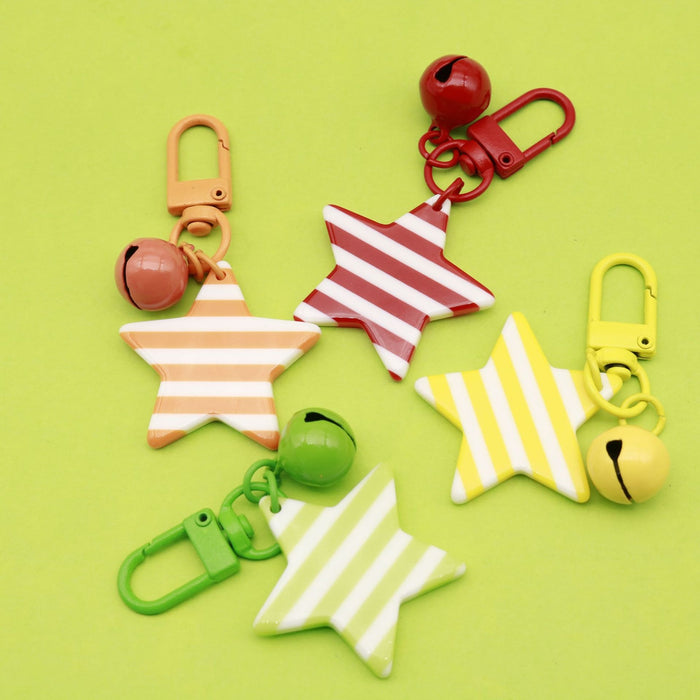 Metal Star Bell Sailor Stripe Keychain Bag Charm Gift