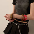 Vintage Wide Wooden Bangle Round Statement Fashion Bracelet For Women view 4