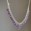 Light Luxury Copper Rhinestone Teardrop Tassel Necklace And Drop Earrings Jewelry Set For Women view 2