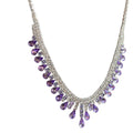 Light Luxury Copper Rhinestone Teardrop Tassel Necklace And Drop Earrings Jewelry Set For Women view 5