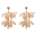 Sweet Vacation Style Copper Drop Earrings With Raffia Chiffon Flower Tassels view 5
