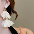 Sweet Vacation Style Copper Drop Earrings With Raffia Chiffon Flower Tassels view 3