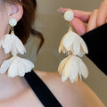 Sweet Vacation Style Copper Drop Earrings With Raffia Chiffon Flower Tassels view 1