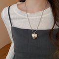 Trendy Alloy Heart Pendant Necklace, Minimalist Korean Style Clavicle Chain Jewelry view 1
