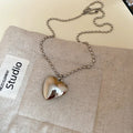 Trendy Alloy Heart Pendant Necklace, Minimalist Korean Style Clavicle Chain Jewelry view 2