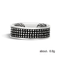 Silver And Black-Tone Dotted Wide Band Ring With Textured Rows view 5