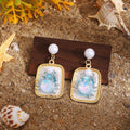 Light Luxury Ocean Shell Crab Jellyfish Enamel Alloy Pearl Beach Vacation Stud Drop Earrings view 2