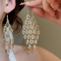Chic Glass Teardrop Rhinestone Tassel Drop Earrings For Women, Fashion Hook Jewelry view 1