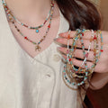Vintage Ethnic Alloy Necklace With Elephant Picture Stone Glass Geometric Round Beads view 2