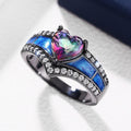 Colorful Metal Enamel Oil Painting Heart Ring, Dark Baroque Sweet Cool Niche Jewelry view 2