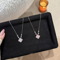 18K Gold Plated Copper Zircon Clover Flower Necklace Sweet Fashion Collarbone Chain view 4