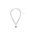 Copper Zircon Teardrop Pendant Necklace And Earrings Jewelry Set Light Luxury Vintage Court Style view 5
