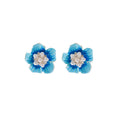 Elegant Blue Enamel Flower Pearl Rhinestone Stud Earrings For Women French Sweet Spring Summer Jewelry Earrings view 5