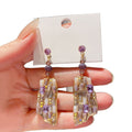 Light Luxury Geometric Square Purple Crystal Drop Earrings With Silver Needle view 5