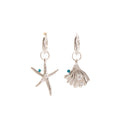 Elegant Asymmetric Starfish Shell Alloy Hoop Earrings With Pearl Rhinestone Summer Ocean Charm Earrings view 5