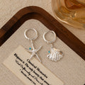 Elegant Asymmetric Starfish Shell Alloy Hoop Earrings With Pearl Rhinestone Summer Ocean Charm Earrings view 4