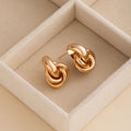 Vintage Luxury Gold Alloy Twisted Knot Hoop Stud Geometric Multi-Layer Round Statement Earrings view 3