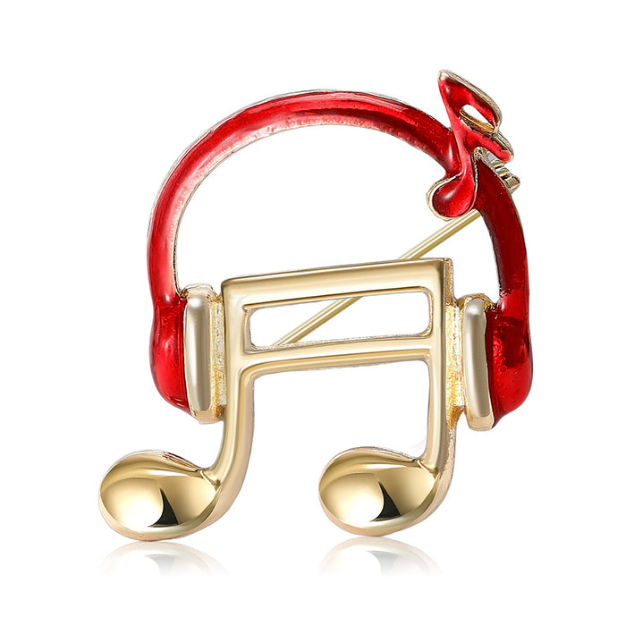 Alloy Music Note Headphone Brooch For Suit Decoration