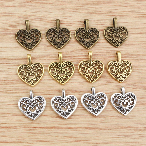 Alloy Heart Pendant DIY Jewelry Charm For Necklaces Bracelets And Accessories 16x14mm 0.7g