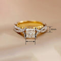 Two Tone Square Geometric Ring For Women In Middle Eastern Palace Style Elegant Fashion Jewelry view 4