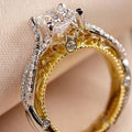 Two Tone Square Geometric Ring For Women In Middle Eastern Palace Style Elegant Fashion Jewelry view 3