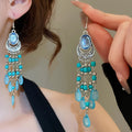 Vintage Ethnic Shell Geometric Round Tassel Drop Earrings With Boho Ear Hook Design view 4