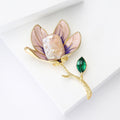 Alloy Mother Of Pearl Magnolia Brooch Pin For Dresses And Coats view 4