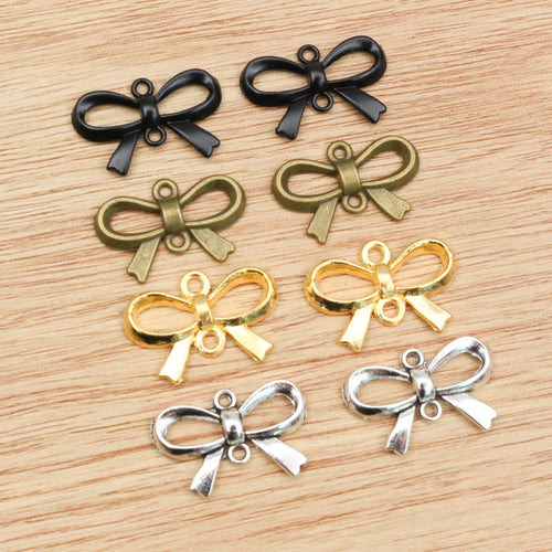 Alloy Moon Bow Pendant Charm For DIY Necklace Bracelet Jewelry Accessories 22x15mm 1.2g