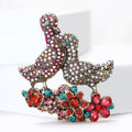 Alloy Rhinestone Double Duck Brooch Cute Women Clothing Lapel Pin view 4
