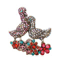 Alloy Rhinestone Double Duck Brooch Cute Women Clothing Lapel Pin view 1