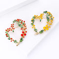 Alloy Hollow Heart Fruit Ring Brooch For Coat Decoration view 3