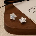 Elegant Korean Style Blue Crystal Star Stud Earrings With Silver Needle Zircon Rhinestone Sweet Fashion Earrings view 4