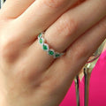 Green Or Magenta Five-Stone Halo Ring In Polished Silver Tone view 4