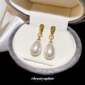 Chic Teardrop Faux Pearl Stud Earrings With Silver Needle Posts, Light Luxury Designer Style view 2