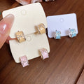 Sweet Copper Bow C Shape Stud Earrings With Enamel Drip Oil Fresh Elegant Niche Style view 3