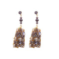Light Luxury Glass Square Pendant Drop Earrings With Rhinestone Silver Pins view 5
