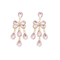 Alloy Rhinestone Bowknot Waterdrop Tassel Drop Earrings, Light Luxury Elegant Fashion Studs view 5