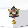 Alloy Vintage Lion Dance Head Brooch Pin With Pendant view 2