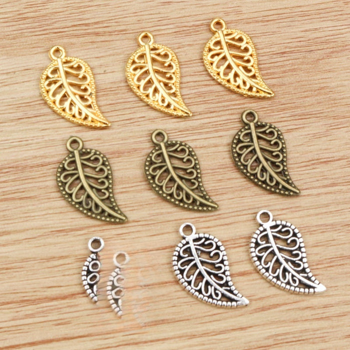 Alloy Leaf Small Pendant Charms For DIY Jewelry Necklace Bracelet Accessories, 19x10mm, 0.6g