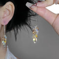 Chic Geometric Glass Tassel Drop Earrings With Silver Needle Long Ear Thread Design view 5