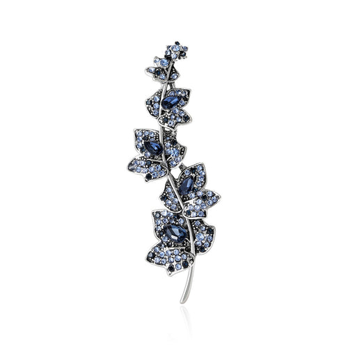 Alloy Zircon Leaf Branch Brooch Pin For Coats And Suits