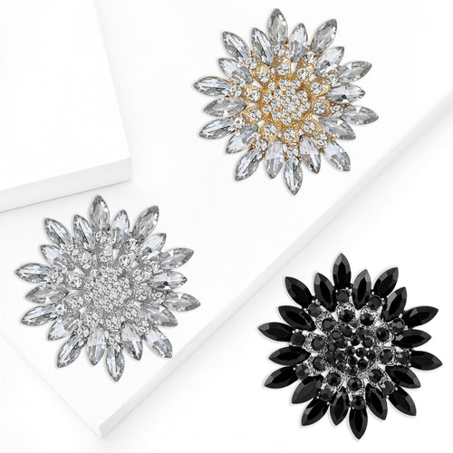 Alloy Rhinestone Sunflower Brooch For Elegant Apparel Decoration
