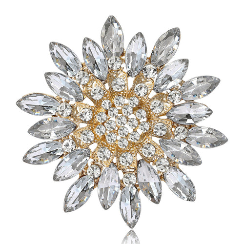 Alloy Rhinestone Sunflower Brooch For Elegant Apparel Decoration