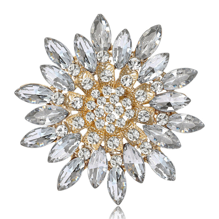 Alloy Rhinestone Sunflower Brooch For Elegant Apparel Decoration