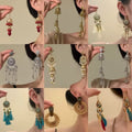 Vintage Ethnic Alloy Bell Tassel Geometric Drop Earrings, Fashion Lightweight Statement Jewelry view 2