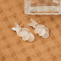 Elegant Korean Silver Butterfly Shell Petal Tassel Stud Earrings With Rhinestone Accent Earrings view 2