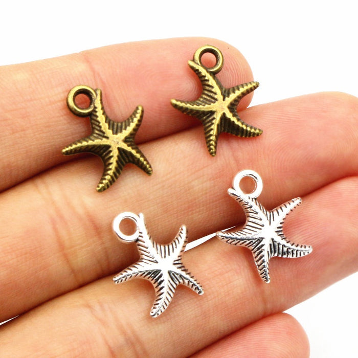 Alloy Starfish Star Pendant Charm For DIY Necklace Bracelet Jewelry Accessories 16x13mm 1.2g
