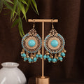Bohemian Ethnic Vintage Alloy Sunburst Chandelier Tassel Beaded Crystal Vacation Statement Earrings view 4